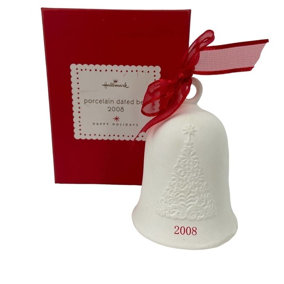 Hallmark Porcelain Dated Bell 2008 Happy Holidays Christmas Tree Ornament - Picture 1 of 7